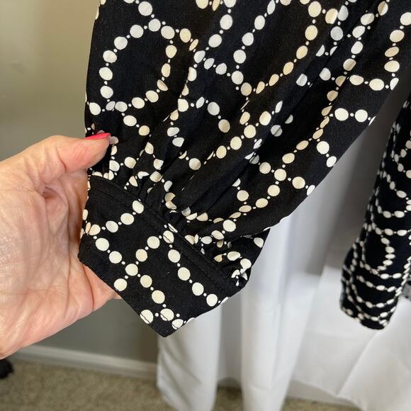 H&M top dress tunic women's small but oversize black white button up look - Picture 3 of 16